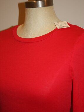 NWT J.CREW FITTED TEE LONG SLEEVE RED COTTON T-SHIRT TOP - MEDIUM 2 4 6